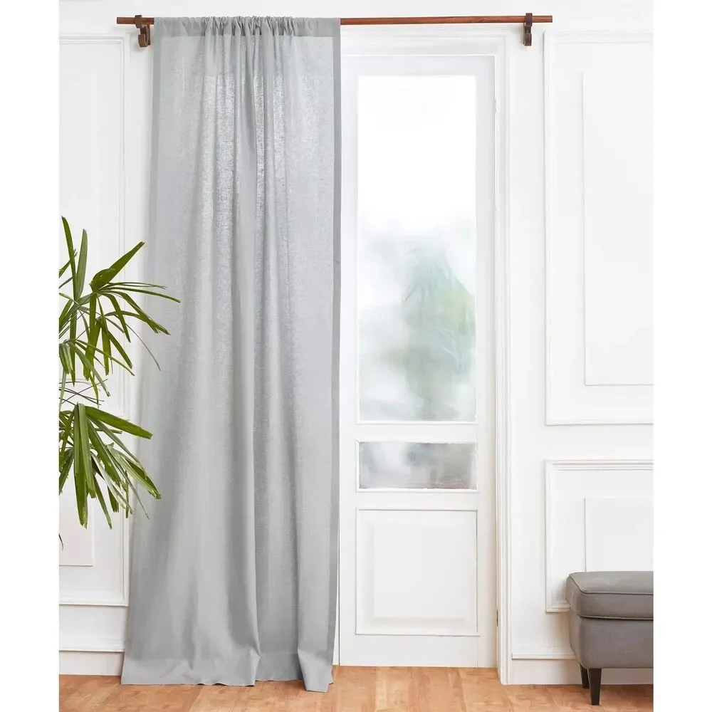 Solino Home 100% Pure Linen Curtains 52 x 120 soft gray 1 panel new rod pocket
